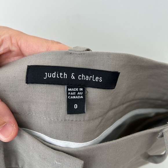 Judith and Charles high waist pleated linen grey trouser pant - Picture 3 of 11